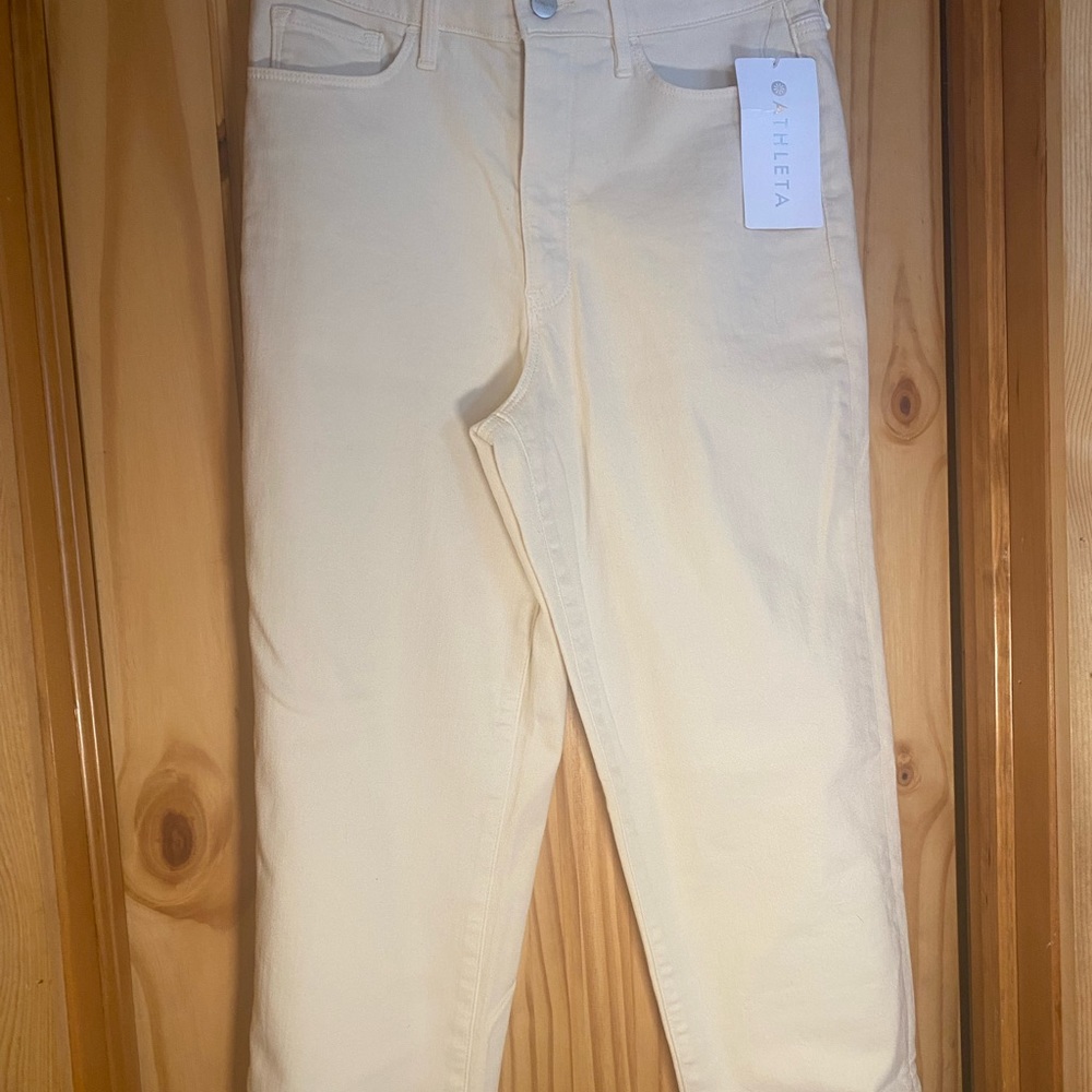 Athleta Flex Straight Leg Ankle Jean in Bone Off White Pants size 6 New